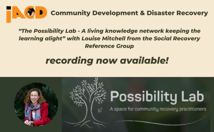 Community Development & Disaster Recovery webinar recording now available!